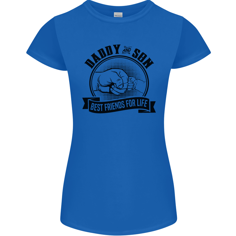 Daddy & Son Best FriendsFather's Day Womens Petite Cut T-Shirt Royal Blue