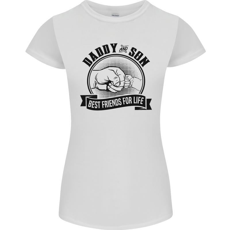 Daddy & Son Best FriendsFather's Day Womens Petite Cut T-Shirt White