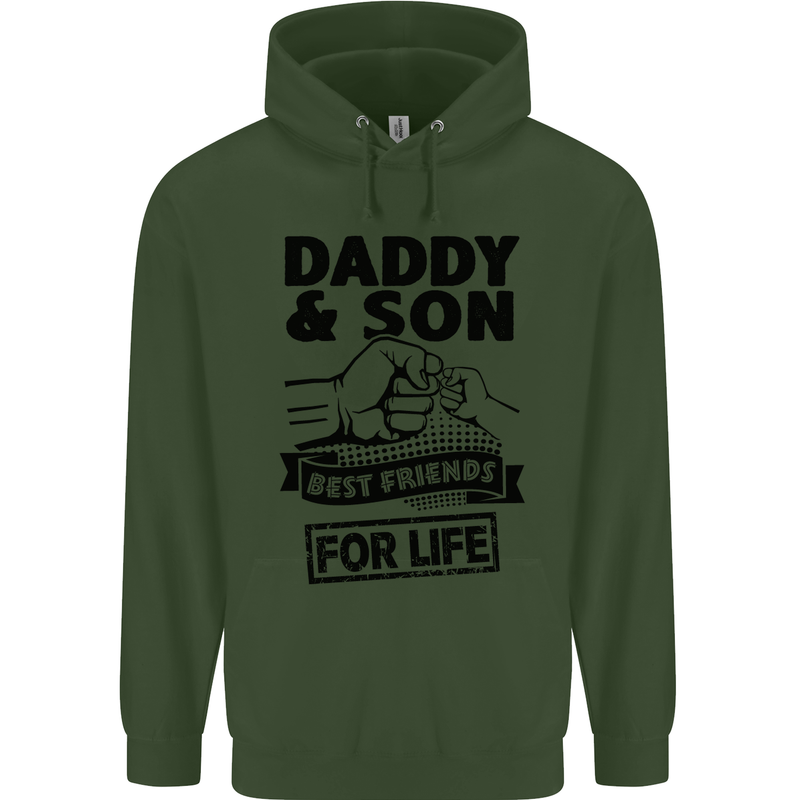 Daddy & Son Best Friends Father's Day Childrens Kids Hoodie Forest Green
