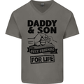 Daddy & Son Best Friends Father's Day Mens V-Neck Cotton T-Shirt Charcoal