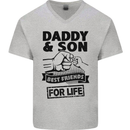 Daddy & Son Best Friends Father's Day Mens V-Neck Cotton T-Shirt Sports Grey