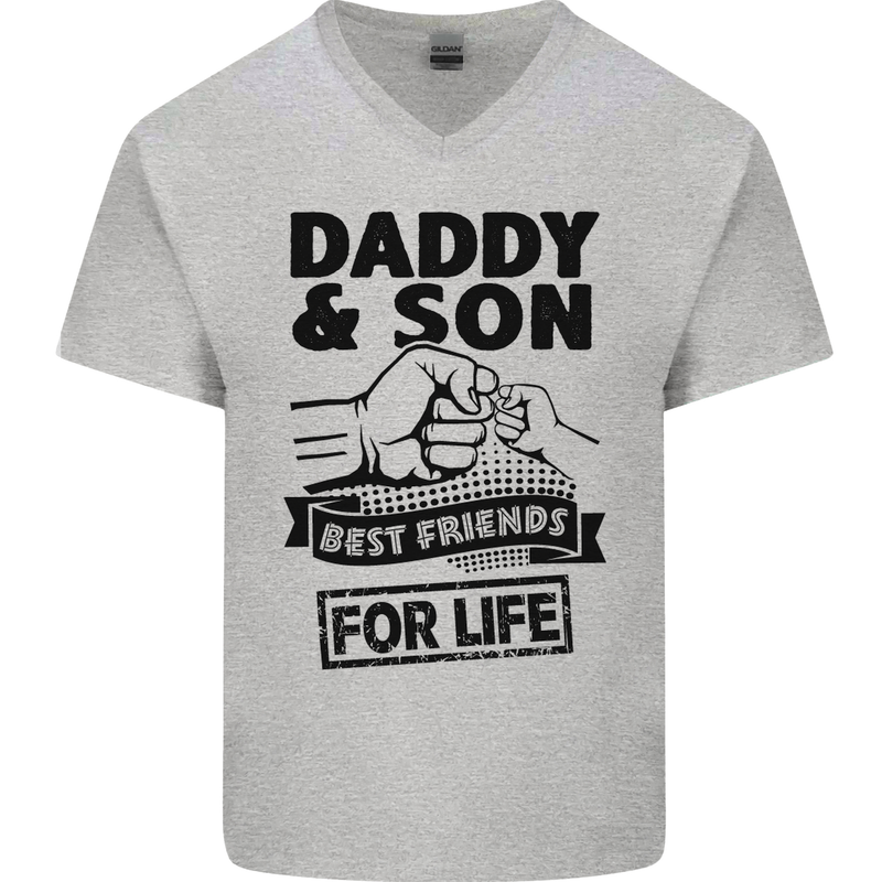 Daddy & Son Best Friends Father's Day Mens V-Neck Cotton T-Shirt Sports Grey