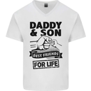 Daddy & Son Best Friends Father's Day Mens V-Neck Cotton T-Shirt White