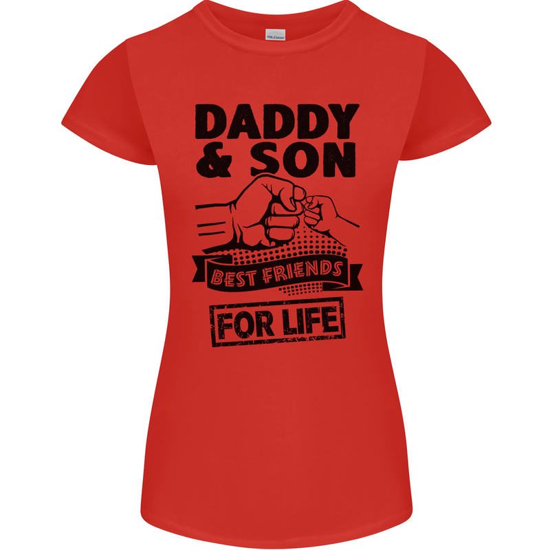 Daddy & Son Best Friends Father's Day Womens Petite Cut T-Shirt Red