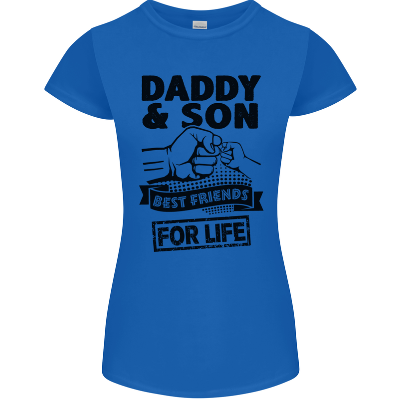 Daddy & Son Best Friends Father's Day Womens Petite Cut T-Shirt Royal Blue