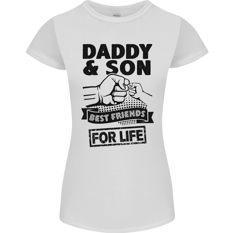 Daddy & Son Best Friends Father's Day Womens Petite Cut T-Shirt White