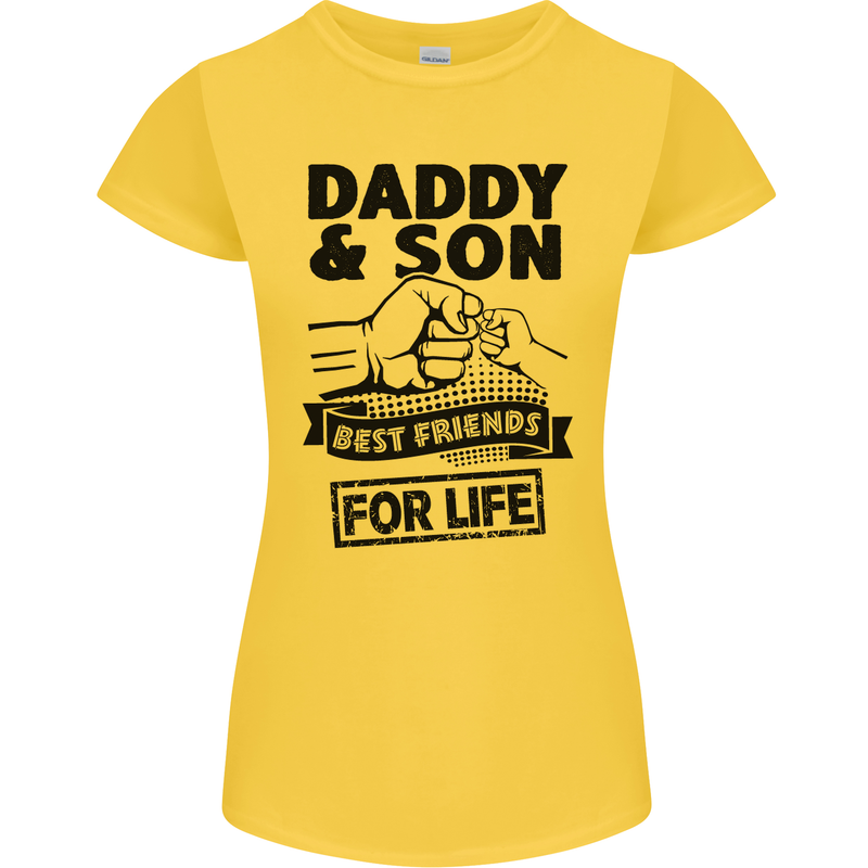 Daddy & Son Best Friends Father's Day Womens Petite Cut T-Shirt Yellow