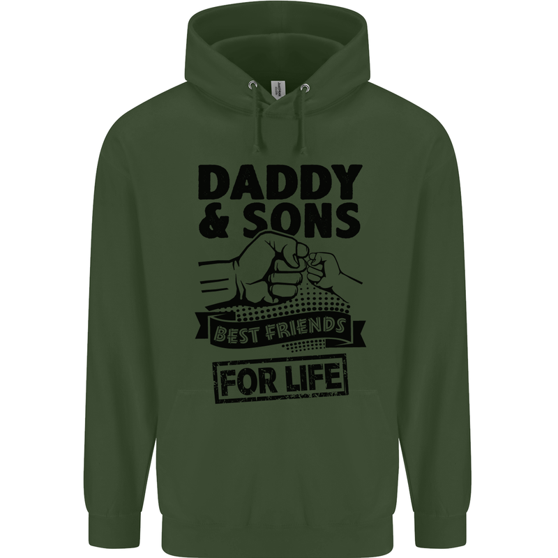 Daddy & Sons Best Friends Father's Day Mens 80% Cotton Hoodie Forest Green