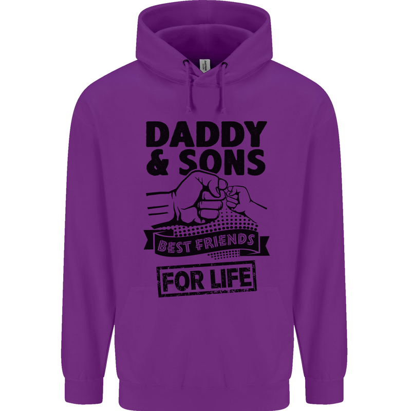 Daddy & Sons Best Friends Father's Day Mens 80% Cotton Hoodie Purple