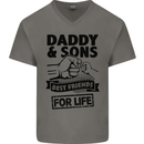 Daddy & Sons Best Friends Father's Day Mens V-Neck Cotton T-Shirt Charcoal
