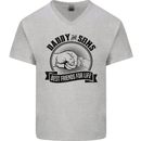 Daddy & Sons Best Friends Father's Day Mens V-Neck Cotton T-Shirt Sports Grey