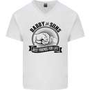 Daddy & Sons Best Friends Father's Day Mens V-Neck Cotton T-Shirt White
