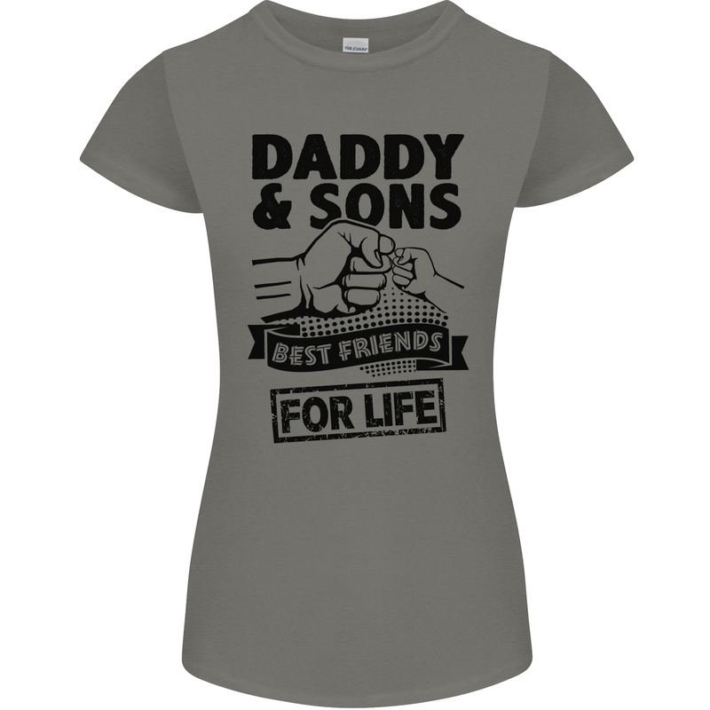 Daddy & Sons Best Friends Father's Day Womens Petite Cut T-Shirt Charcoal