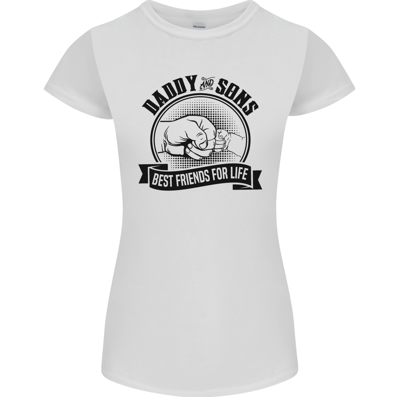 Daddy & Sons Best Friends Father's Day Womens Petite Cut T-Shirt White