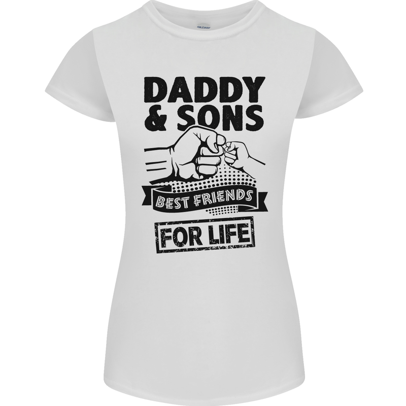 Daddy & Sons Best Friends Father's Day Womens Petite Cut T-Shirt White