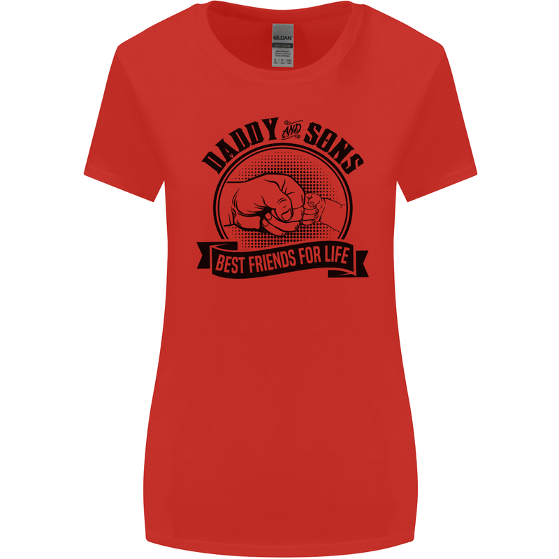 Daddy & Sons Best Friends Father's Day Womens Wider Cut T-Shirt Red