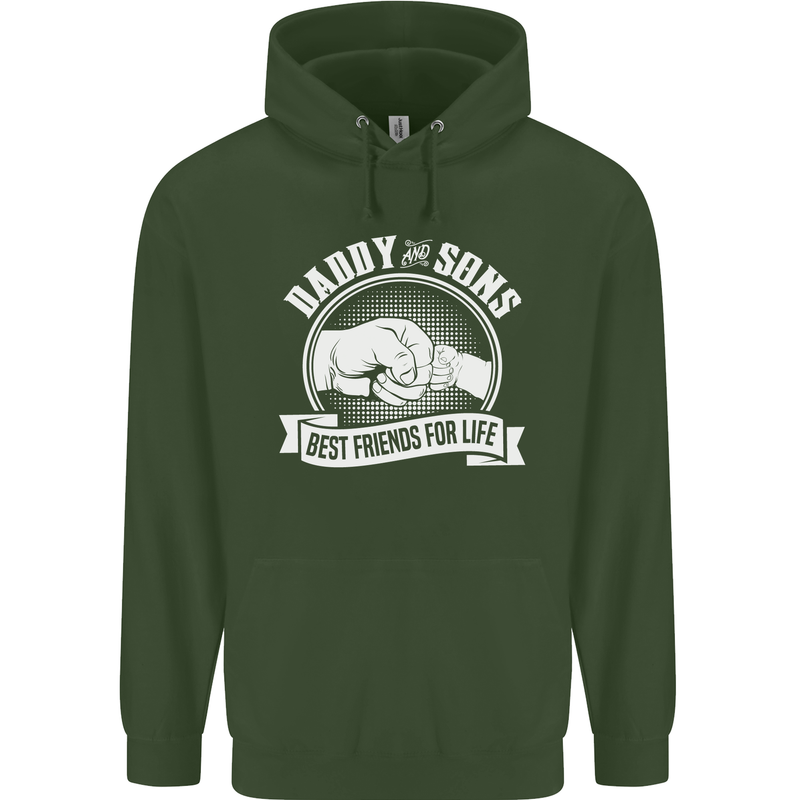 Daddy & Sons Best Friends for Life Mens 80% Cotton Hoodie Forest Green