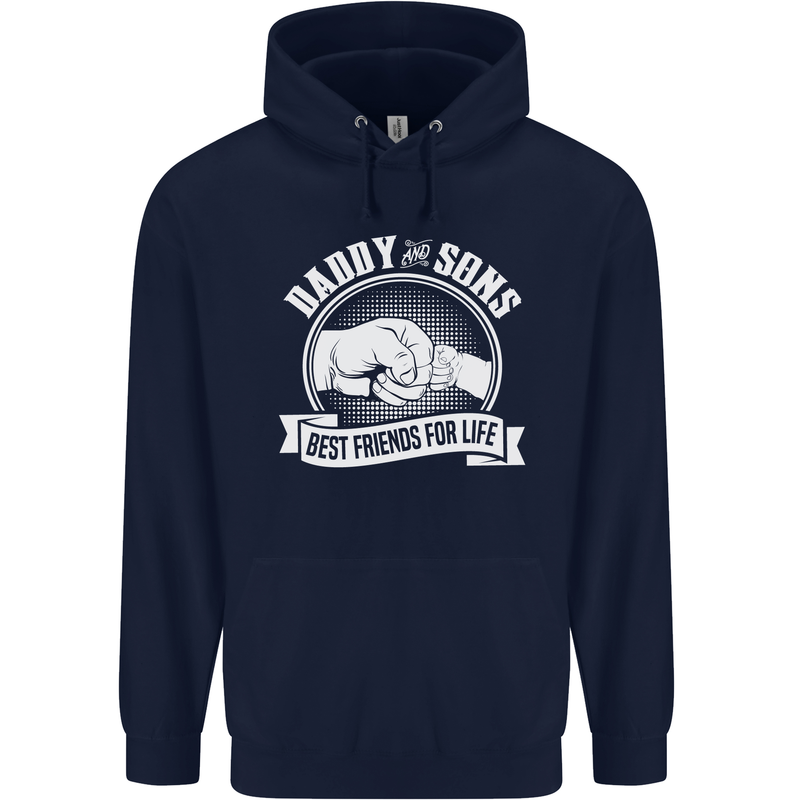 Daddy & Sons Best Friends for Life Mens 80% Cotton Hoodie Navy Blue