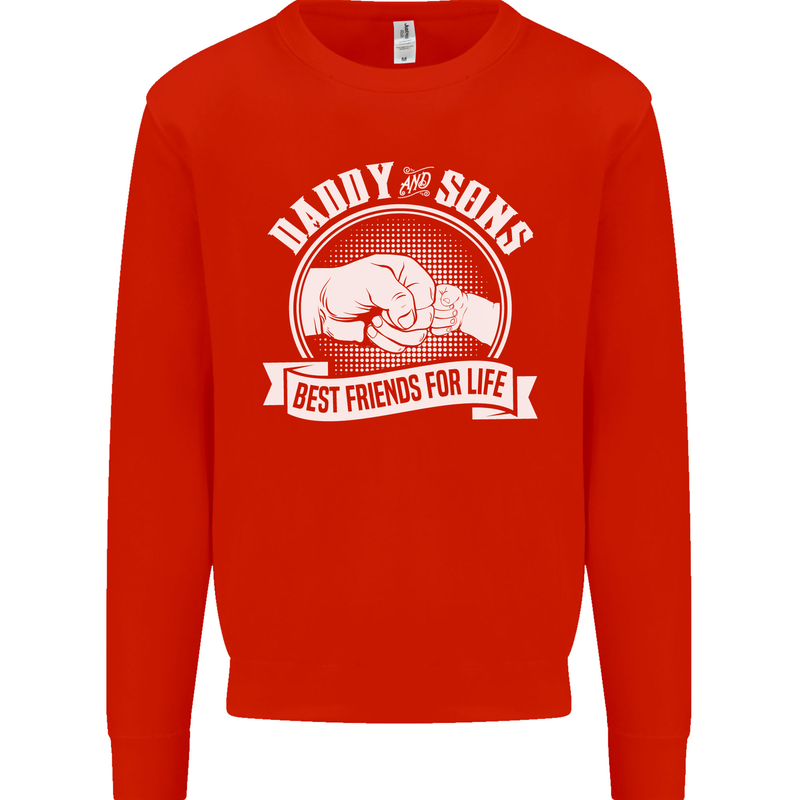Daddy & Sons Best Friends for Life Mens Sweatshirt Jumper Bright Red
