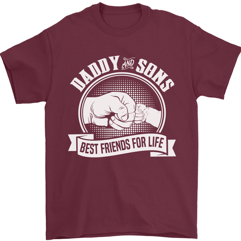 Daddy & Sons Best Friends for Life Mens T-Shirt Cotton Gildan Maroon