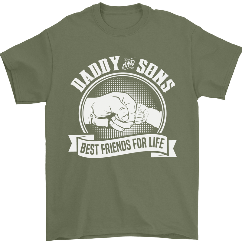 Daddy & Sons Best Friends for Life Mens T-Shirt Cotton Gildan Military Green