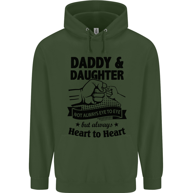 Daddy and Daughter Funny Father's Day Childrens Kids Hoodie Forest Green