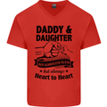 Daddy and Daughter Funny Father's Day Mens V-Neck Cotton T-Shirt Red