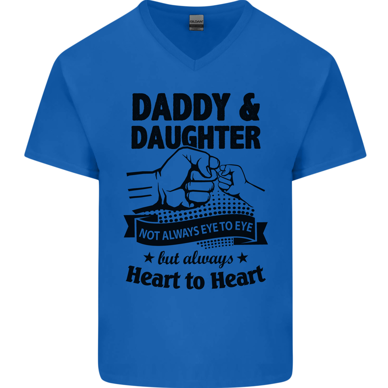 Daddy and Daughter Funny Father's Day Mens V-Neck Cotton T-Shirt Royal Blue
