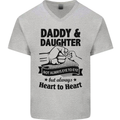 Daddy and Daughter Funny Father's Day Mens V-Neck Cotton T-Shirt Sports Grey