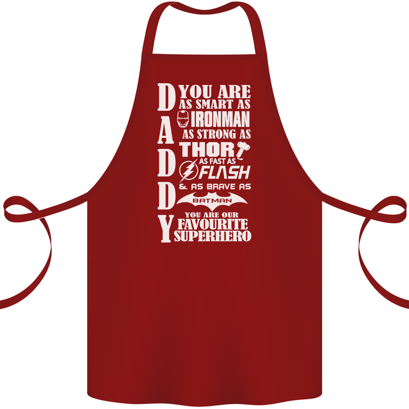 Daddy's Favourite Superhero Father's Day Cotton Apron 100% Organic Maroon