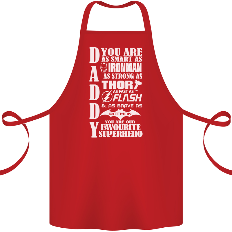 Daddy's Favourite Superhero Father's Day Cotton Apron 100% Organic Red