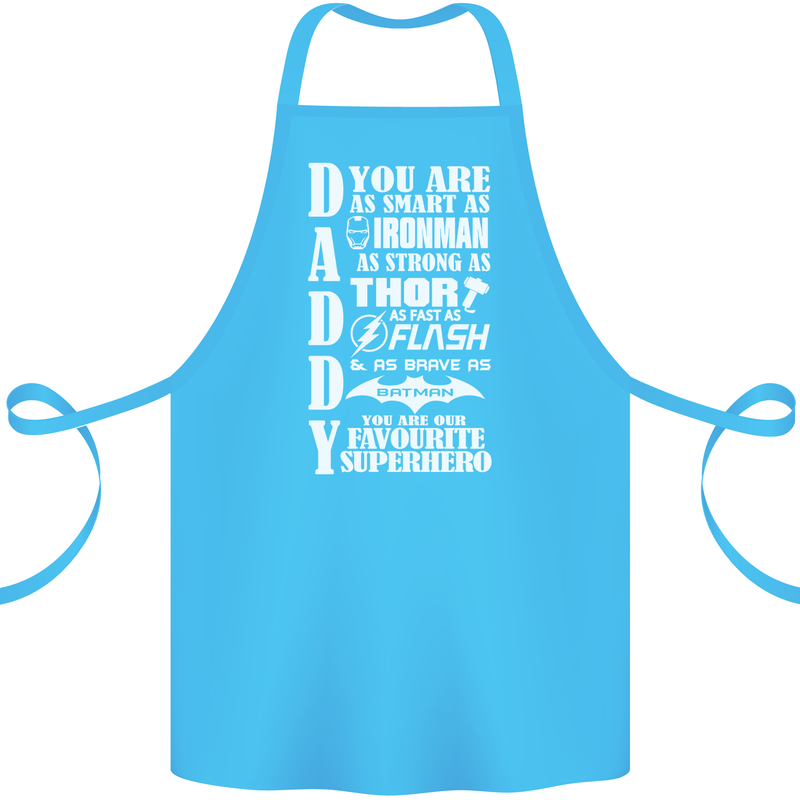 Daddy's Favourite Superhero Father's Day Cotton Apron 100% Organic Turquoise