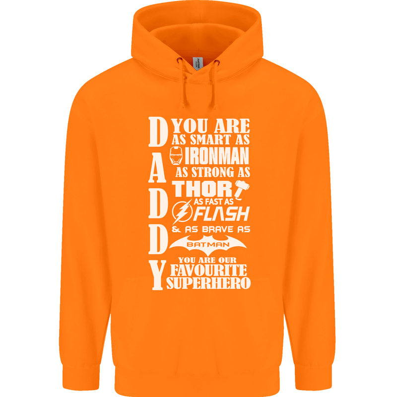 Daddy's Favourite Superhero Father's Day Mens 80% Cotton Hoodie Orange
