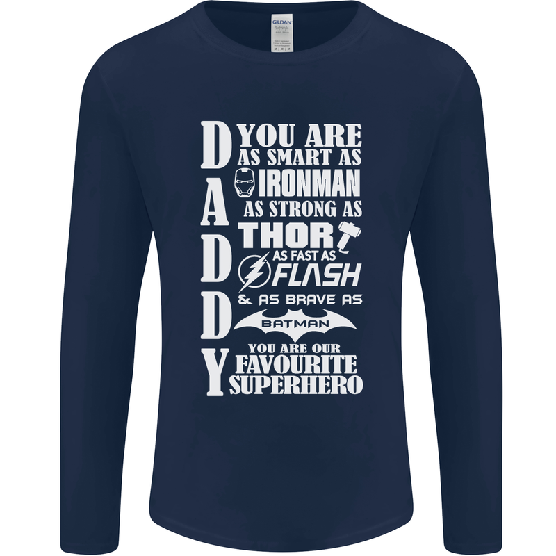 Daddy's Favourite Superhero Father's Day Mens Long Sleeve T-Shirt Navy Blue