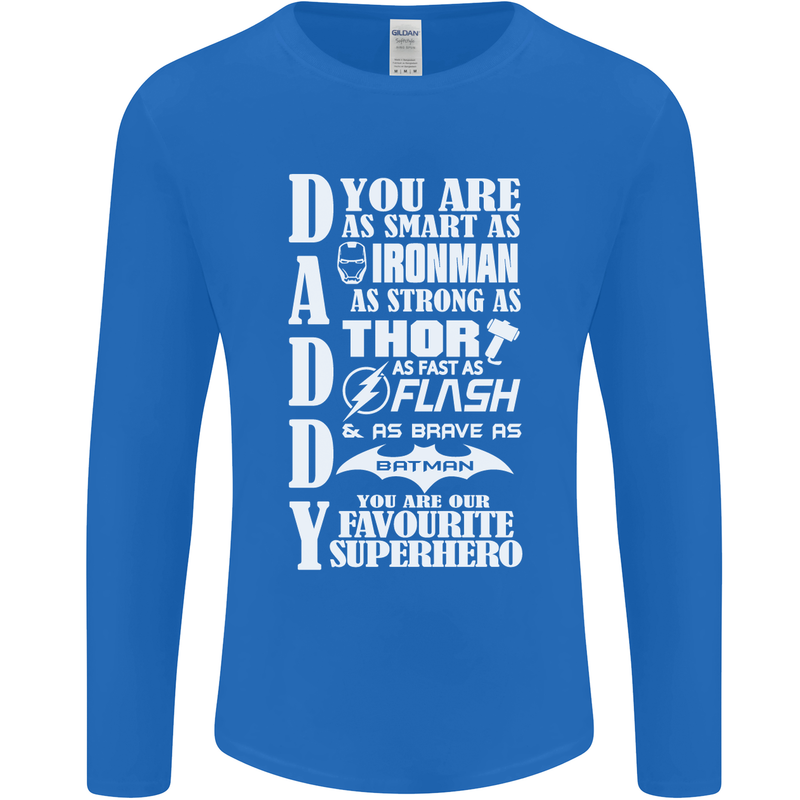 Daddy's Favourite Superhero Father's Day Mens Long Sleeve T-Shirt Royal Blue