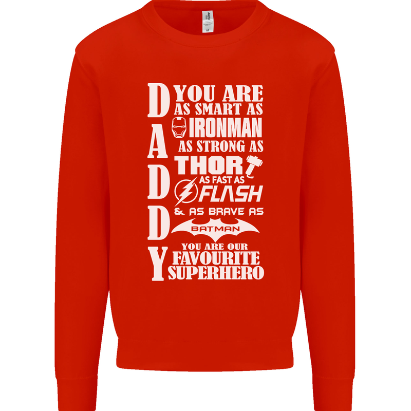 Daddy's Favourite Superhero Father's Day Mens Sweatshirt Jumper Bright Red