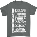 Daddy's Favourite Superhero Father's Day Mens T-Shirt Cotton Gildan Charcoal