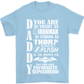 Daddy's Favourite Superhero Father's Day Mens T-Shirt Cotton Gildan Light Blue