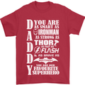 Daddy's Favourite Superhero Father's Day Mens T-Shirt Cotton Gildan Red