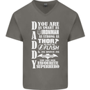 Daddy's Favourite Superhero Father's Day Mens V-Neck Cotton T-Shirt Charcoal