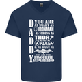 Daddy's Favourite Superhero Father's Day Mens V-Neck Cotton T-Shirt Navy Blue