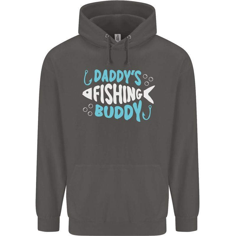 Daddys Fishing Buddy Funny Fisherman Childrens Kids Hoodie Storm Grey