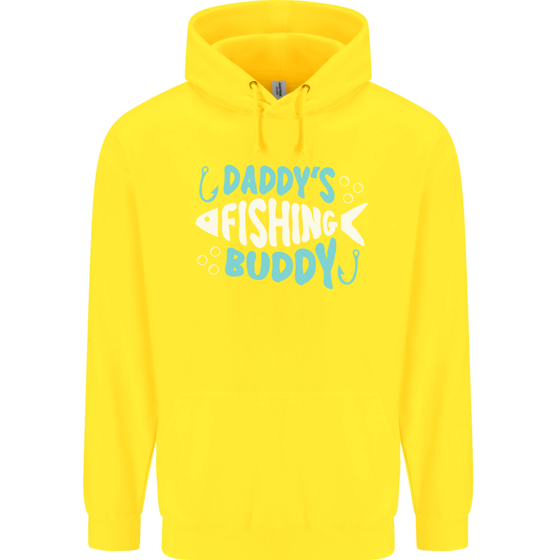 Daddys Fishing Buddy Funny Fisherman Childrens Kids Hoodie Yellow