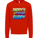 Daddys Fishing Buddy Funny Fisherman Kids Sweatshirt Jumper Bright Red