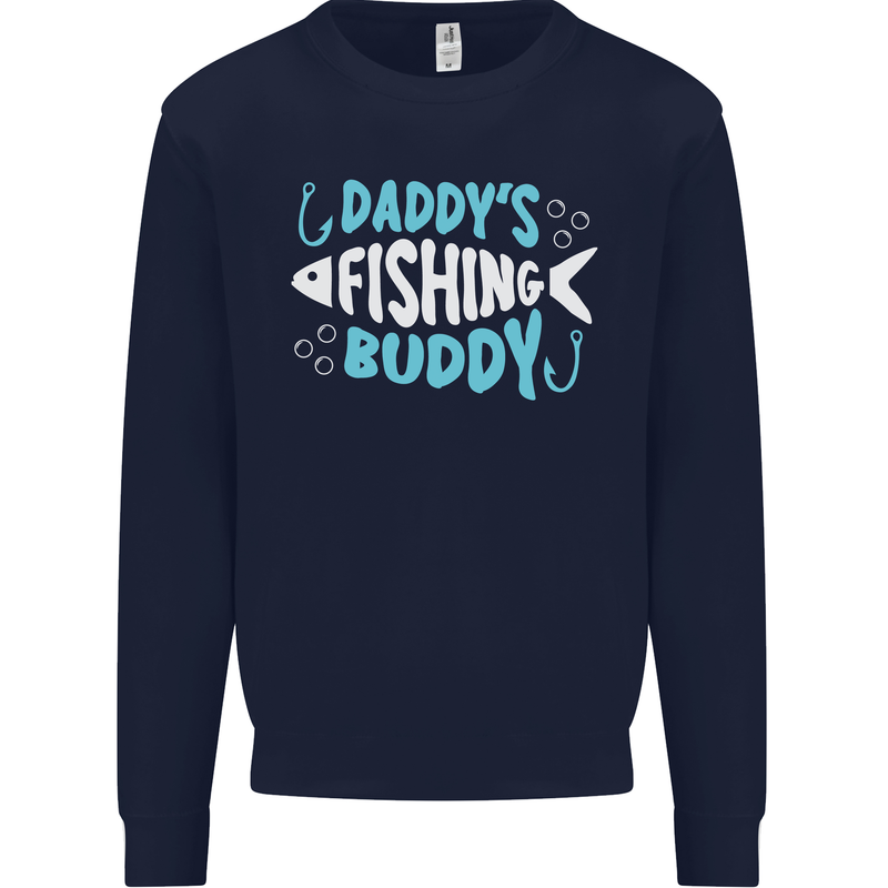 Daddys Fishing Buddy Funny Fisherman Kids Sweatshirt Jumper Navy Blue