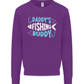 Daddys Fishing Buddy Funny Fisherman Kids Sweatshirt Jumper Purple