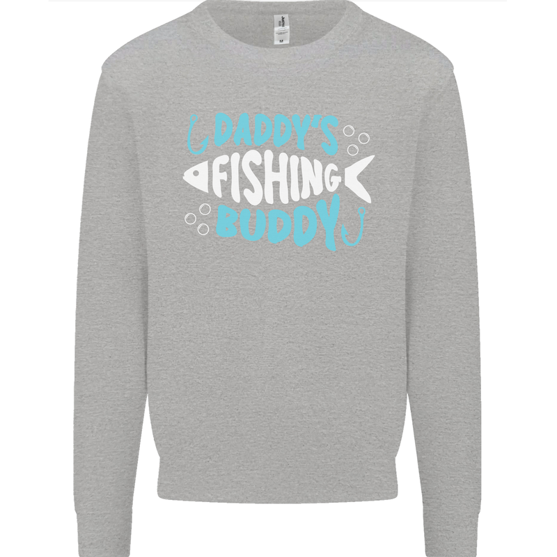 Daddys Fishing Buddy Funny Fisherman Kids Sweatshirt Jumper Sports Grey