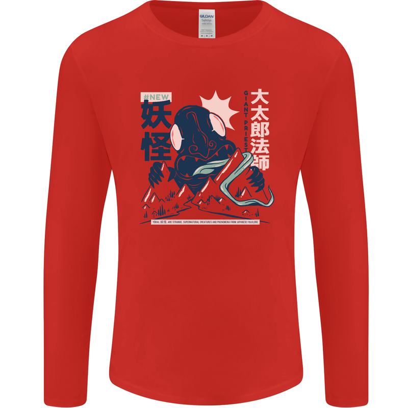 Daidarabotchi Japanese Yokai Mythology Mens Long Sleeve T-Shirt Red