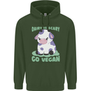 Dairy Is Scary Go Vegan Funny Childrens Kids Hoodie Forest Green