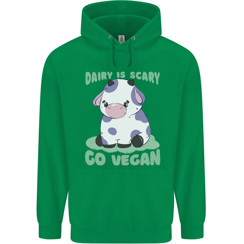 Dairy Is Scary Go Vegan Funny Childrens Kids Hoodie Irish Green